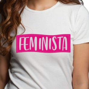 Estampa Unicolor Palavra Feminista Estilizado em Pink