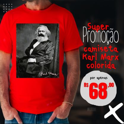 Promoção Camiseta Colorida de Karl Marx com 20% de Desconto